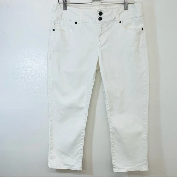 Talbots White Signature Crop‎ Jeans Woman 10/30 Pockets Straight Travel Vacation - Picture 1 of 13